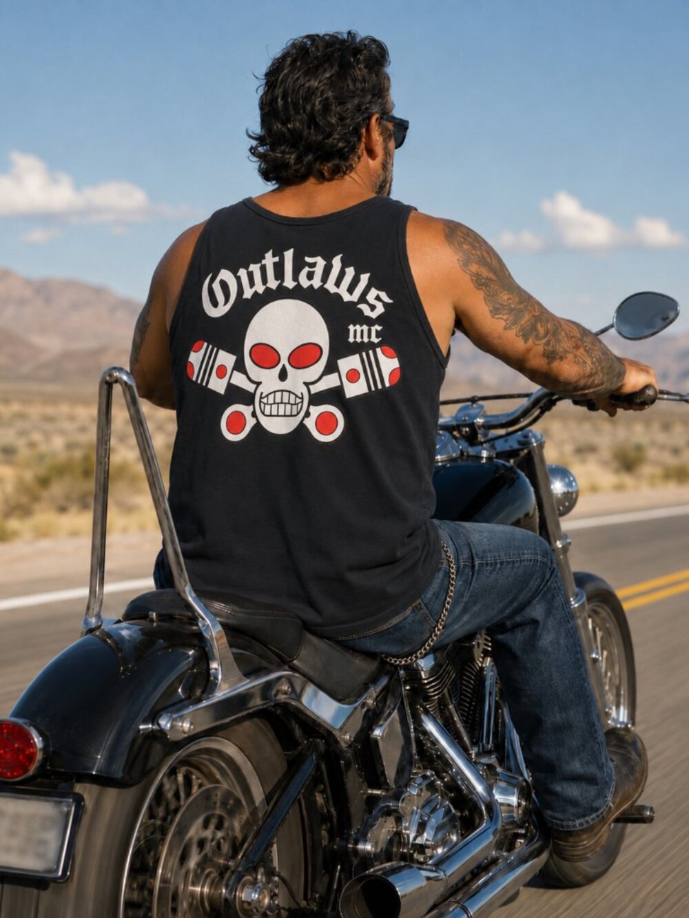 Outlaws MC Relaxed Fit Black Tank Top (Size Variations)